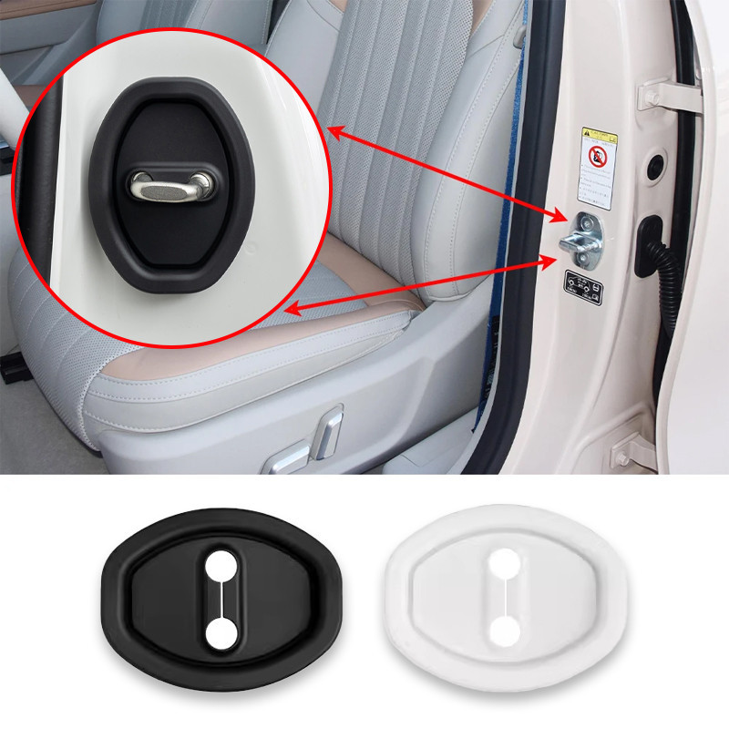 Seametal 4 ชิ้นประตูรถ Mute Damping เบาะซิลิโคนอัตโนมัติประตูล็อคหัวเข็มขัด Anti-Collision ฝาครอบป้องกัน Shock Absorbing Pad