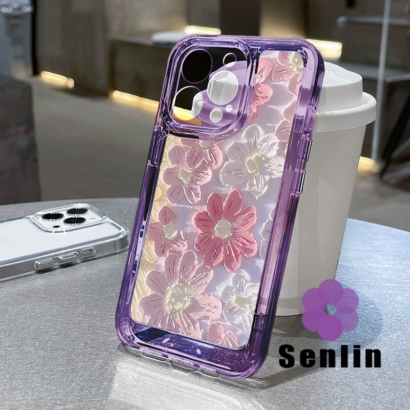 สีชมพู INS ดอกไม้ขนาดเล็กป้องกันสีเหลืองสําหรับ OPPO A5i Pro C65 13 13F 60x C75 A3S A9 2020 A5 A16 A