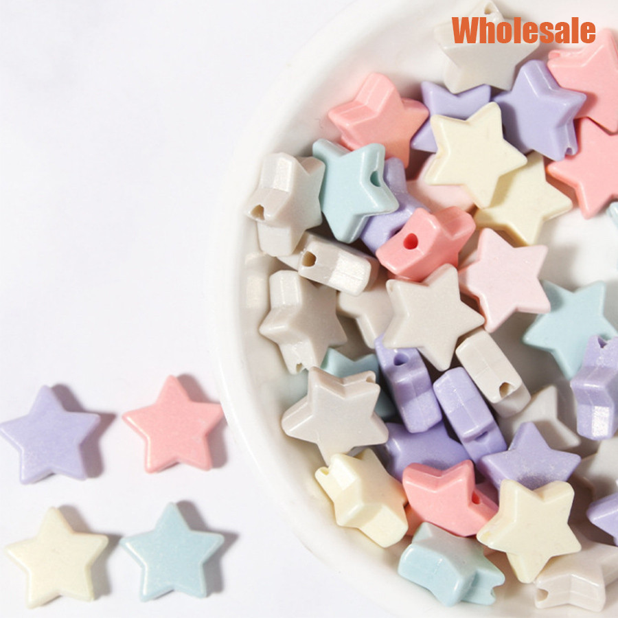 20 ชิ้น 11 มิลลิเมตรหลวม Spacer ลูกปัดอะคริลิค Colourful Five-pointed Star สําหรับสร้อยคอสร้อยข้อมือเครื่องประดับทํา Handmade DIY อุปกรณ์เสริม