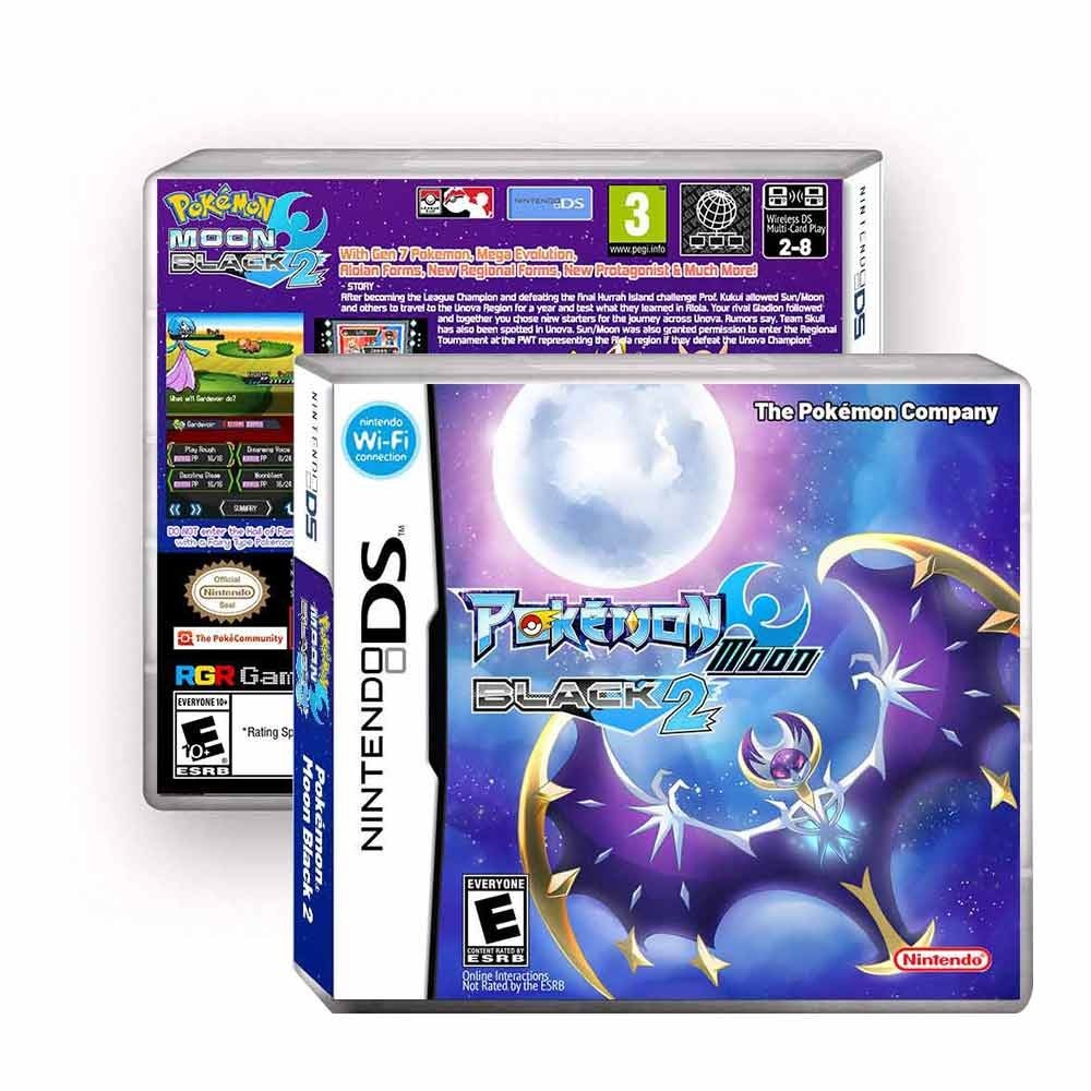 Pokemon Moon Black 2 NDS Game Card Boxed American Version English Custom Console Games