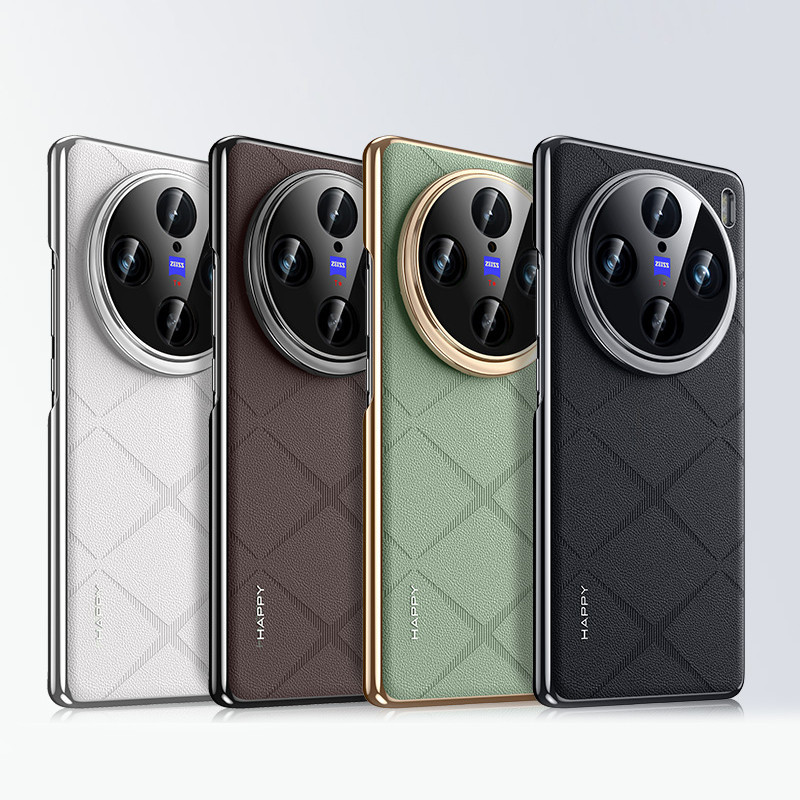 สําหรับ Vivo X100,X100s,X100 Pro,X100s Pro,X100 Ultra กรณี ELVEV คุณภาพสูงธรรมดา PU หนัง PC เลนส ์ ฝาครอบป ้ องกัน