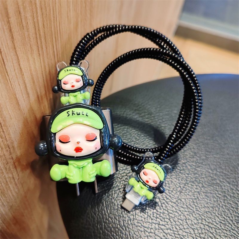 การ์ตูนน่ารักตกแต่ง DIY 18w/20w Charger Protector ชุด Charger Case Cable Protector สําหรับ iPhone11 12 13 14pro max