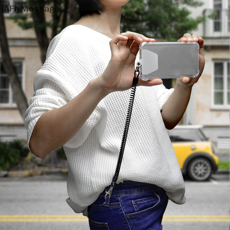 Afl Telescopic Anti-Theft Spring Lanyard สายรัดข้อมือปะเก็นโทรศัพท์ความปลอดภัย Tether สําหรับอุปกรณ์โทรศัพท์มือถือโทรศัพท์ Lanyard สายคล้อง TH