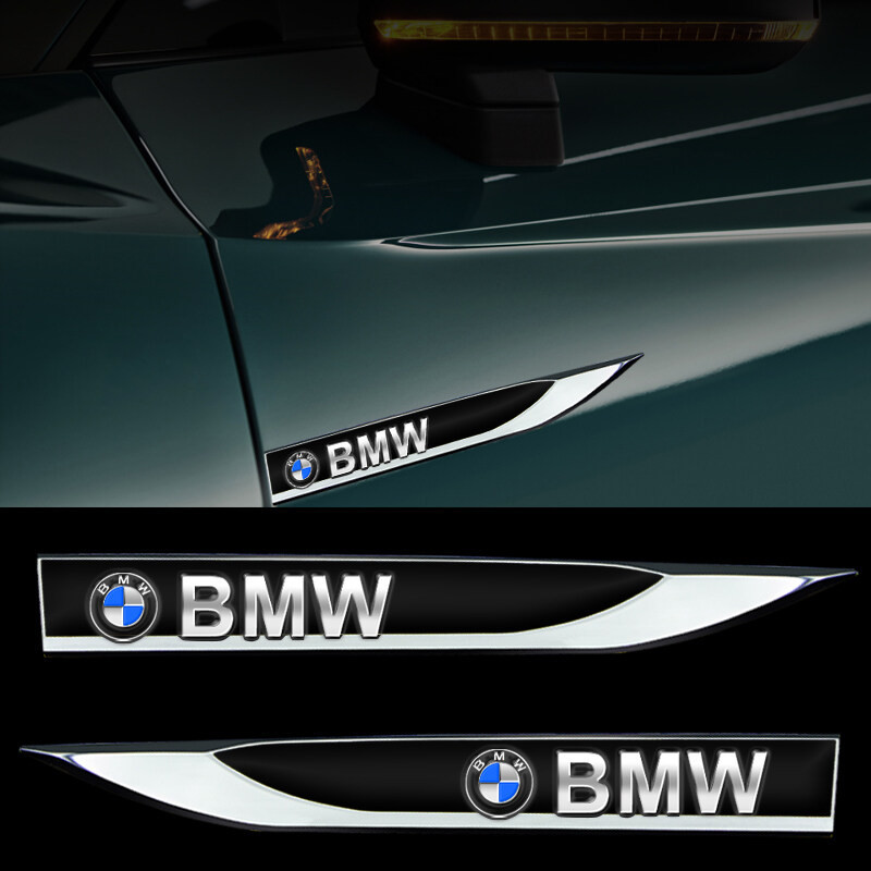 Bmw 2 ชิ้น 3D รถประตูด้านข้างสติกเกอร์โลหะใบมีดดัดแปลง Fender ป้าย Decle Body ตกแต่ง F10 F20 F25 F30 F34 F16