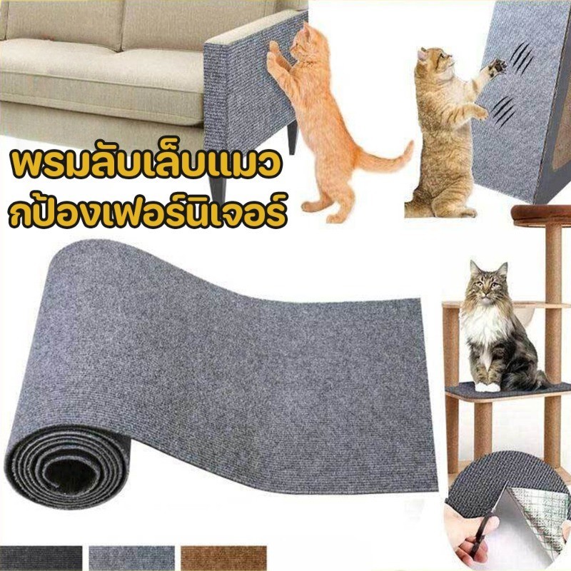 🐱COD🐱พรมลับเล็บแมว ปกป้องเฟอร์นิเจอร์ ป้องกันรอยขีดข่วน มีกาวในตัว แผ่นลับเล็บแมว ตัดแต่งได้ เหมาะสำหรับแมวเลี้ยง