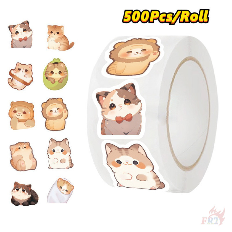 ❉ Q Sweet Cats Emoji Series 01 . สติ๊กเกอร์รางวัลเด็ก ❉ 500 ชิ้น/ม้วน DIY ไดอารี่ Scrapbooking ป้ายซีล Decals