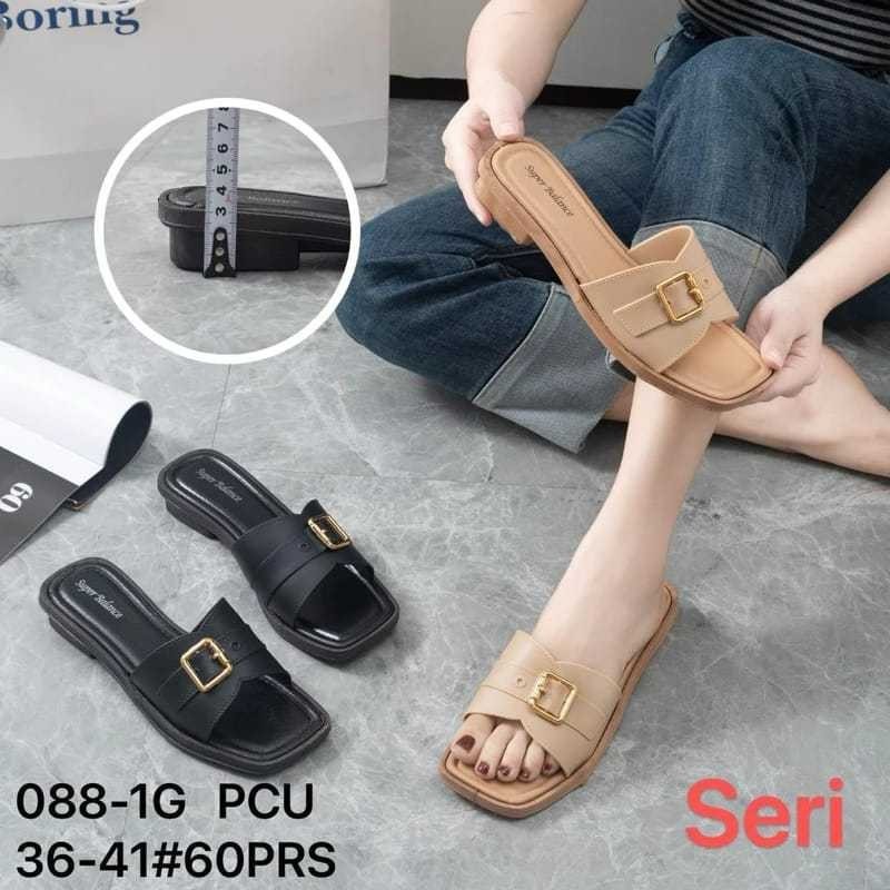 Jiwon Wedges รองเท้าแตะหัวเข็มขัดเยลลี่นําเข้าล่าสุดของผู้หญิง JSI-088-1G