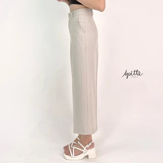 Apitta Studio รุ่น พิมพา กางเกงเอวสูงขากระบอกกลาง กางเกงทำงาน มีหูเข็มขัด สำหรับสาวสูงน้อย รหัสสินค้า ก142