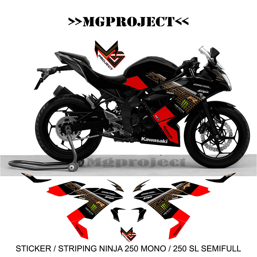 Ninja mono 5, striping kawasaki ninja 250 mono, ninja mono 250 sl สติ๊กเกอร์