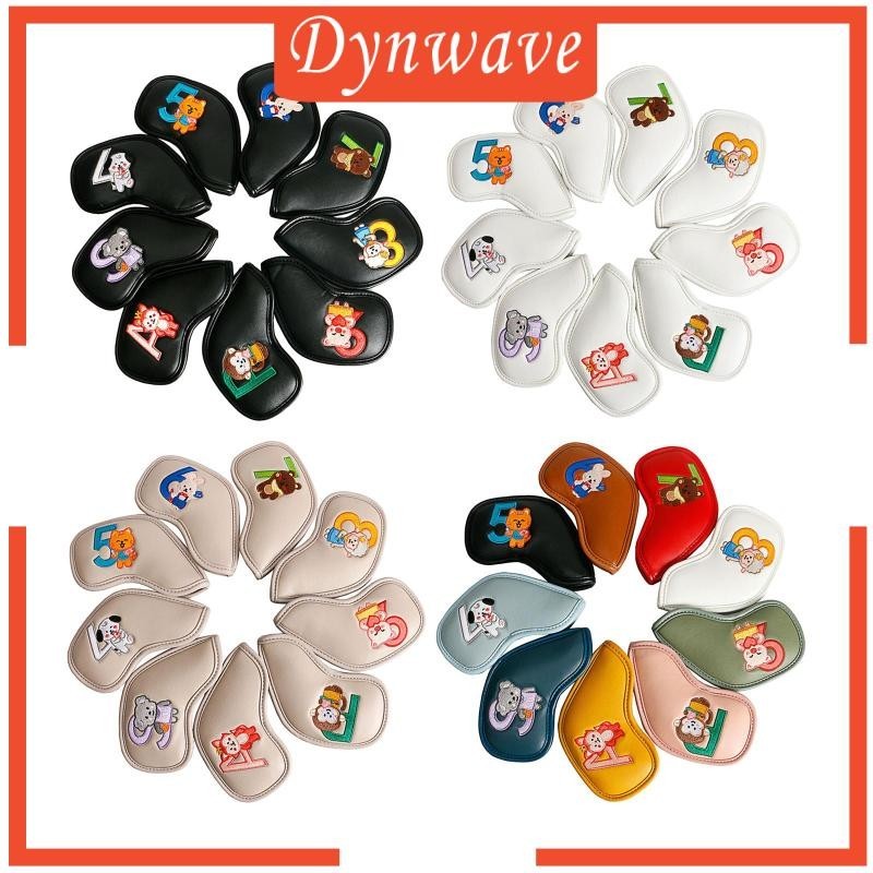 [Dynwave ] 9x หนัง PU Golf Iron Headcover Golf Club Head Cover, Protection,