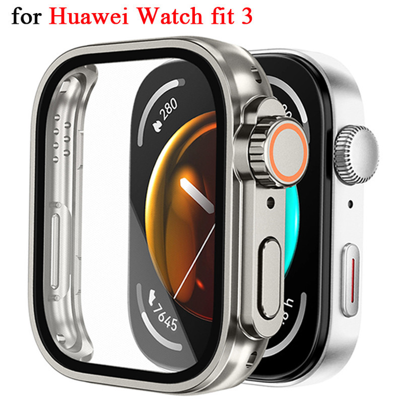 เคสพีซี เข้ากันได้กับนาฬิกา Huawei Fit 3 สมาร์ทวอทช์เปลี่ยนเป็นตัวป้องกันหน้าจอพิเศษสําหรับ Huawei Fit 3 อัพเกรด Ultra2 เคสพีซี + อุปกรณ์เสริมแก้ว