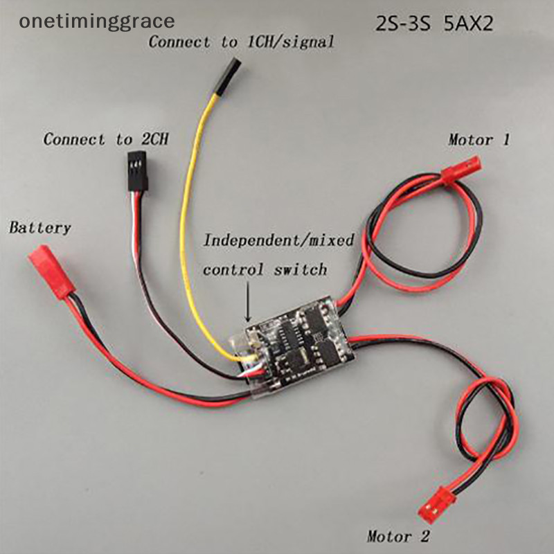 Onetiminggrace Dual Way Bidirectional Brushed Esc 2s-3s Lipo 5a Esc Speed Control สําหรับ Rc รุ ่ น OMA