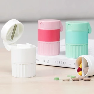 COD💖4 in 1 ที่ตัดยา ตลับยา ที่บดยา ตลับบดยา อุปกรณ์กินยา กล่องใส่ยาแบบพกพา