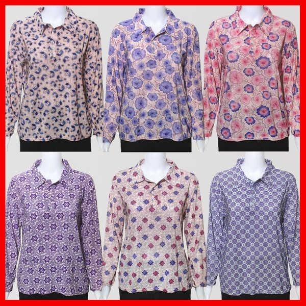 เสื้อคนแก่ เสื้อผ้าผู้หญิงวัยกลางคนเสื้อแม่ผ้าไหมน้ำแข็งแขนยาวเ