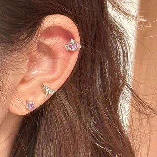 3 ชิ ้ น/Set Casual Rhinestone Alloy Heart Star ต ่ างหูชุดสําหรับสุภาพสตรี