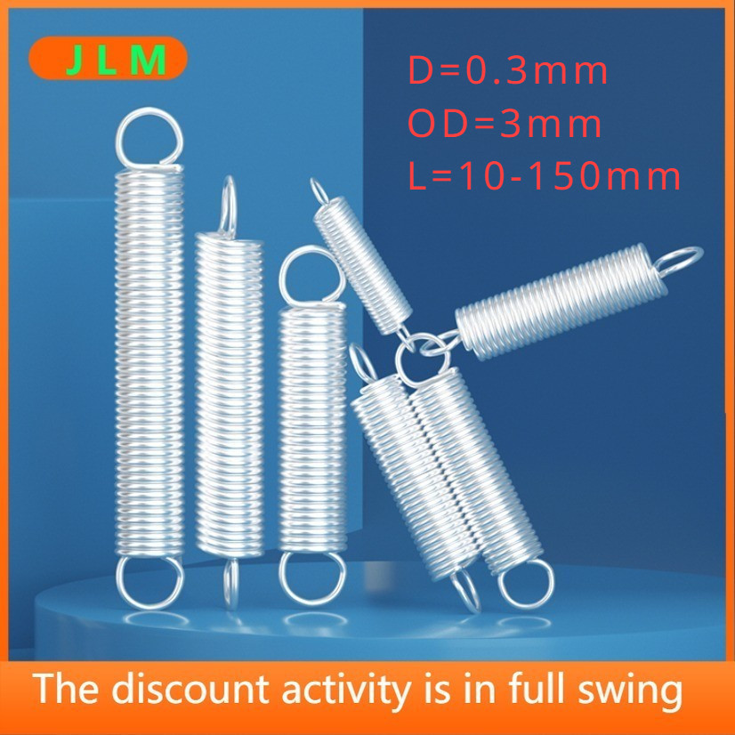 (JLMQ3-95pcs Sus304 เปิดตะขอความตึงเครียดฤดูใบไม ้ ผลิปิดตะขอความตึงเครียดขนาดเล ็ กฤดูใบไม ้ ผลิความตึงเครียดสปริง d0.3 มม.OD3 มม.Length10 ~150 มม .