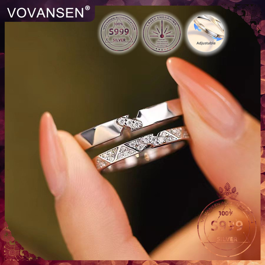 240611-7VOVANSEN 100% S999 แหวนเงินคู่ปรับ,S999 cincin,ที่กําหนดเองเลเซอร์แกะสลักแหวน Jewelleryหญิงแ