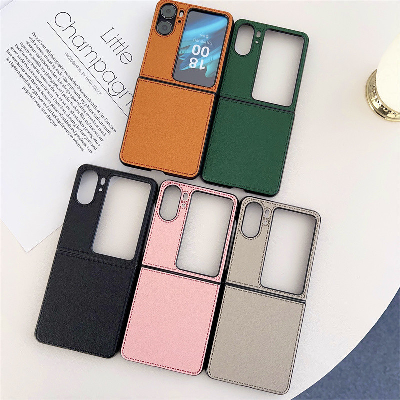 OPPO Find N2 flip Find N3 flip พลิกคลาสสิกพับเคสโทรศัพท์สีทึบรูปแบบหนังฝาครอบป้องกัน – โปรปัง
