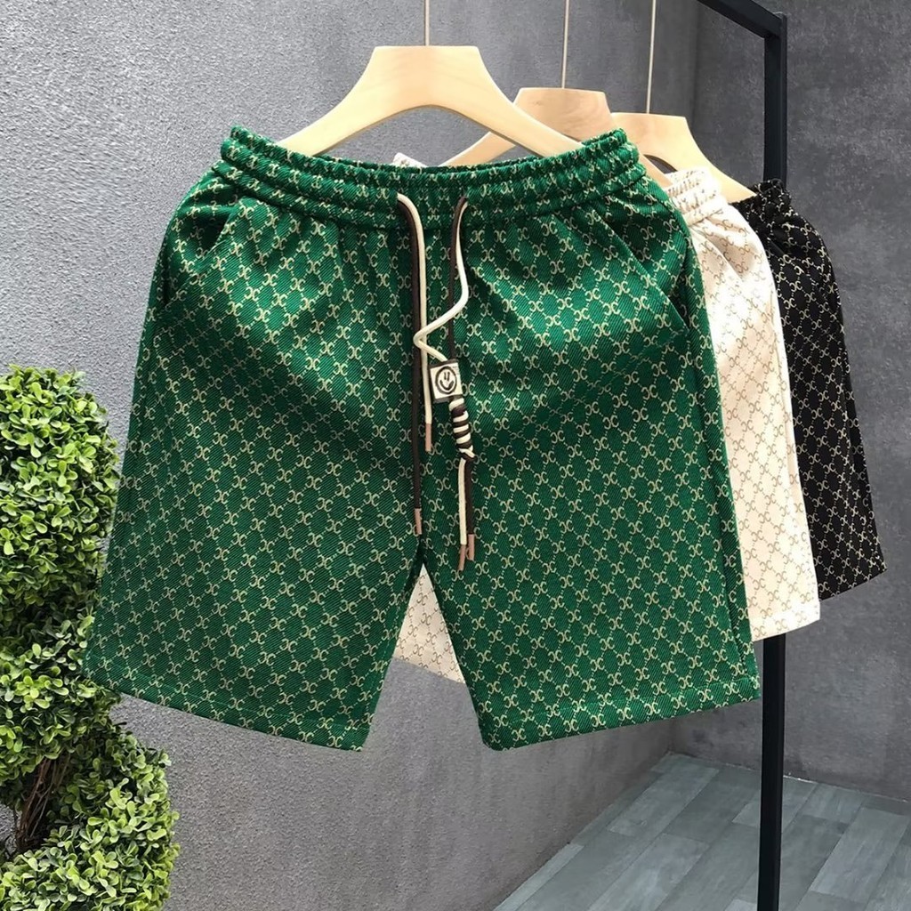 M-5XL กางเกงขาสั้นผู้ชาย ไซส์ใหญ่ ลําลอง ทรงหลวม ผ้าไหมน้ําแข็งมีน้ําหนักเบาและระบายอากาศได้ดี ขาวแฟชั่นชาย