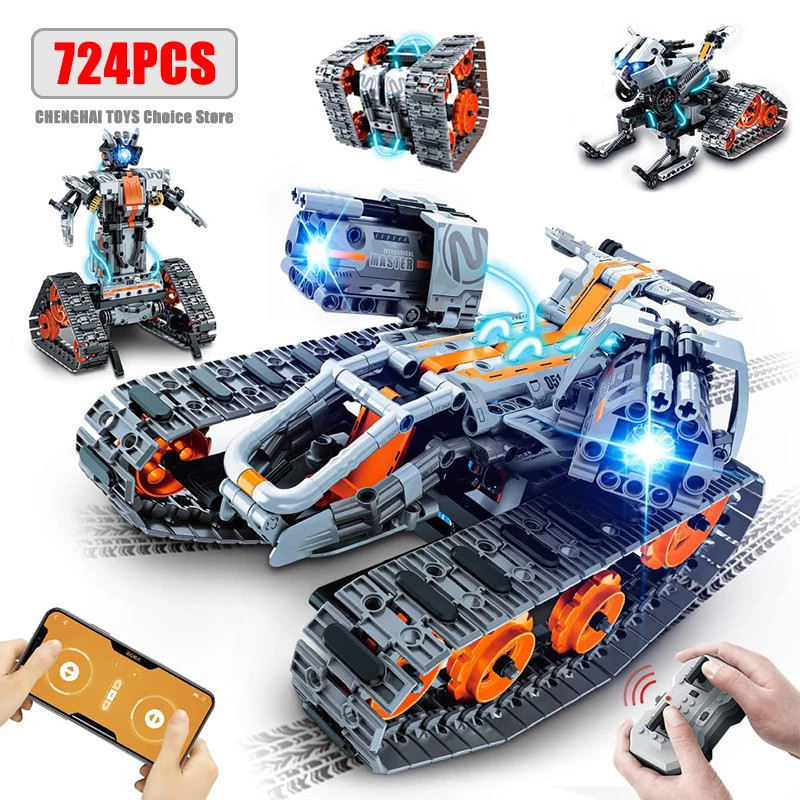 724pcs 4 in 1 City Technic การเขียนโปรแกรม RC รถหุ่นยนต์ชุด Stem Racing รถ 6-16 ปีเด็กอิฐของเล่นสําหรับชายของขวัญ