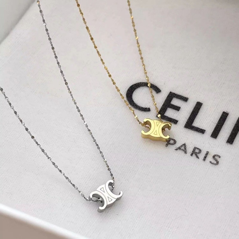 การออกแบบแฟชั่น Double c สร้อยคอเหล็กไทเทเนียม High-End หรูหรา All-Match Clavicle Chain เครื่องประดับสาว
