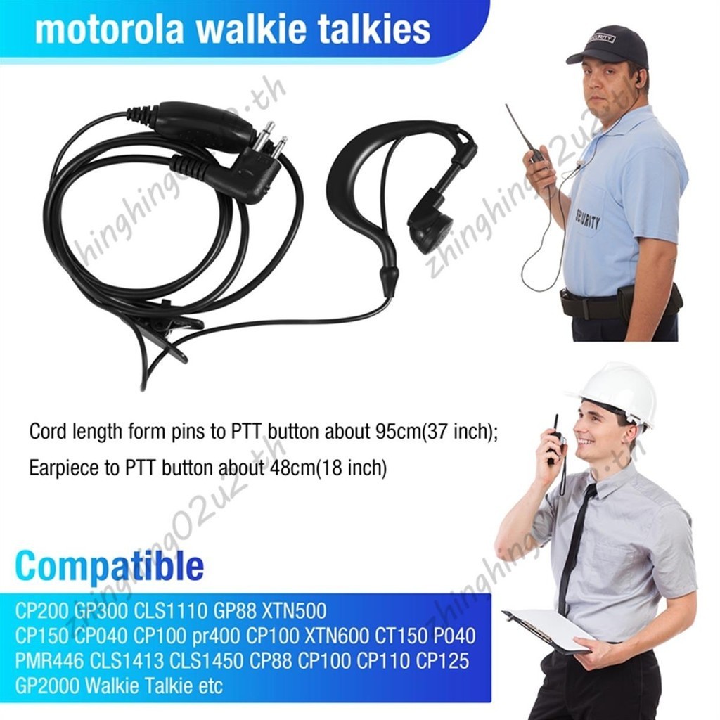 ชุดหูฟังหูฟังวิทยุสองทางพร้อม PTT Miniphone 2-Pin Walkie Talkies CLS1110 CP200 CP185 GP88-Soft Comfort Fit สําหรับสวมใส่ยาว & Crystal Clear