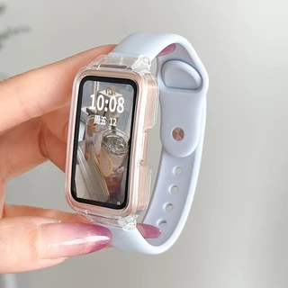 สายรัดซิลิโคนแฟชั่นสําหรับ Huawei Band 11 / 11 Pro /10 / 9 / 8 / 7 / 6 / 6Pro สําหรับ Honor Band 7 6 สีทึบสร้อยข้อมือนุ่มเปลี่ยนสายรัดข้อมือ