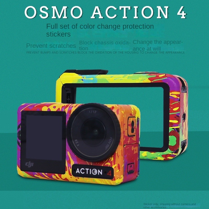 เหมาะสําหรับสติกเกอร์กล้องกีฬา DJI Action 4 รวมทุกอย่างกรอบรูปสติกเกอร์เปลี่ยนสี OSMO อุปกรณ์เสริมฟิล์ม