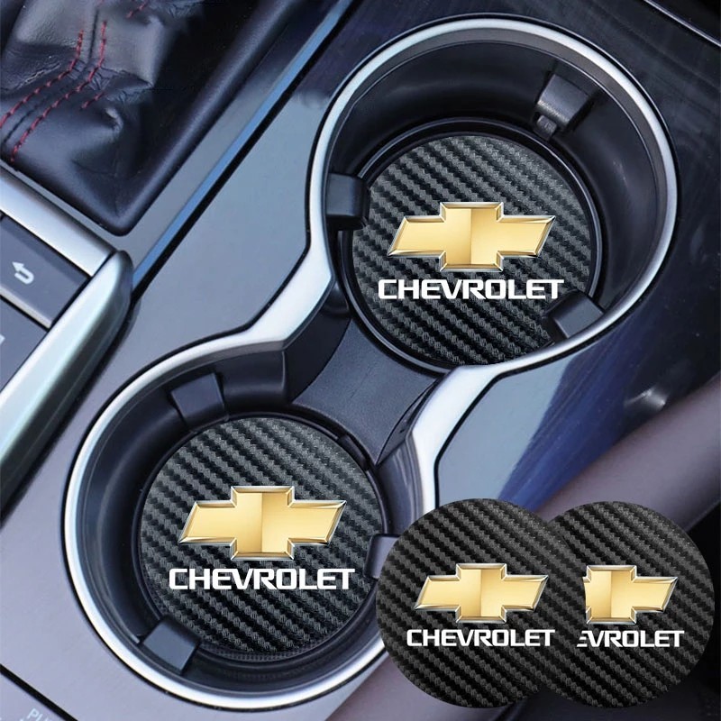 2 ชิ้นคาร์บอนไฟเบอร์ Coaster Anti-noise ถ้วยน้ํา Pad เบาะสําหรับ Chevrolet Cruze Captiva Trax Malibu Tahoe Equinox Impala Silvera