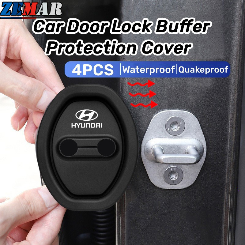 4 ชิ้น Hyundai ซิลิโคนรถประตูล็อคป้องกันประตูล็อคโช้คอัพเงียบอุปกรณ์เสริมสําหรับ Hyundai Ioniq 5 6 Creta Stargazer Kona Elantra N H1 Staria