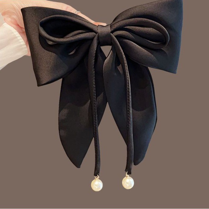 นางเงือกห่านคุณภาพสูง ~ ปีใหม่กิ๊บติดผมโบว์ใหญ่ผู้หญิงกิ๊บหลังศีรษะแนวนอนริบบิ้นสีดำ - รูปที่ 2