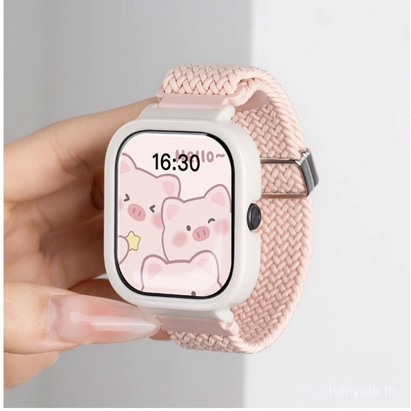 2-in-1 woven strap with PC shell for Xiaomi Redmi Watch 5 4 3 active nylon magnetic buckle strap