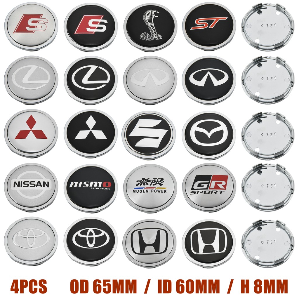 4ตัว ฝาครอบดุมล้อ NISMO 65มม ฝาปิดดุมล้อ GR ขอบ Mugen TRD Typer Ralliart Nismo GTR MS ST RS Mustang 