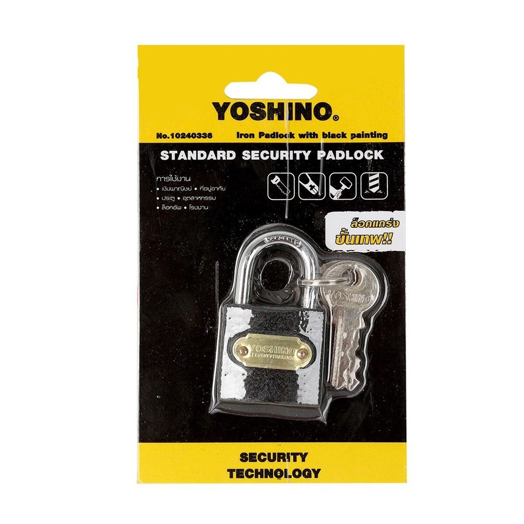 ล็อคแน่น YOSHINO กุญแจสปริง คอสั้น 32 มม. รุ่น YN 32 สีดำ |EA|