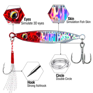 1 PC โลหะ Jig Sinking 5/10/15/20/25/30g 3D ตา Casting Lure เลเซอร์ตกปลา Jigging ประดิษฐ์ Hard เหยื่อผ้าไหม Bright ตะขอ Sharp