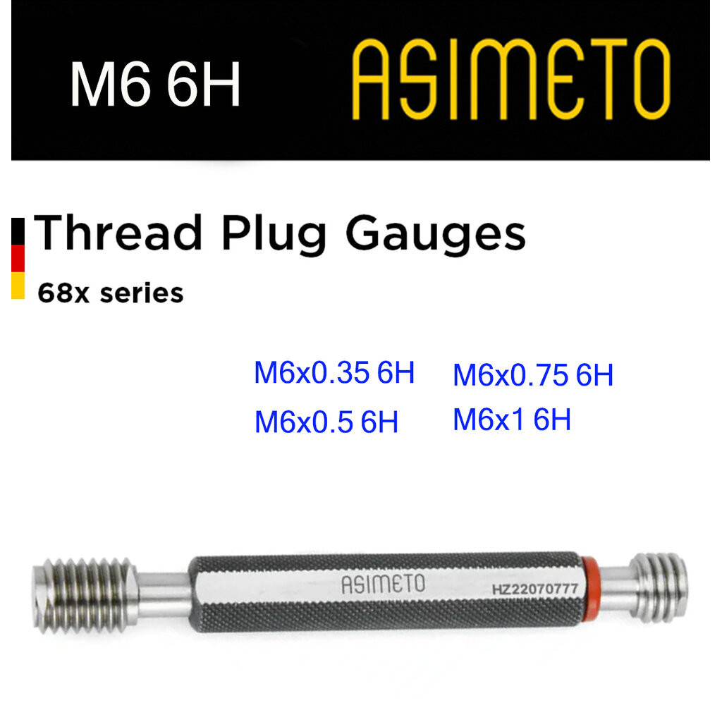 Asimeto Thread plug gauge สกรูปลั๊กเกจ M6x0.35, M6x0.5, M6x0.75, M6x1 6H