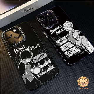 เคสไอโฟนiPhone 16 Pro MaxBLUE LOCK Isagi Yoichi และ Nagi SeishiroSimple สีทึบ Frosted Electroplate เลนส์ป้องกันเคสโทรศัพท์สําหรับ iPhone 16 Pro Max 15 11 7plus 14 12 13 7 8 Plus XR XS