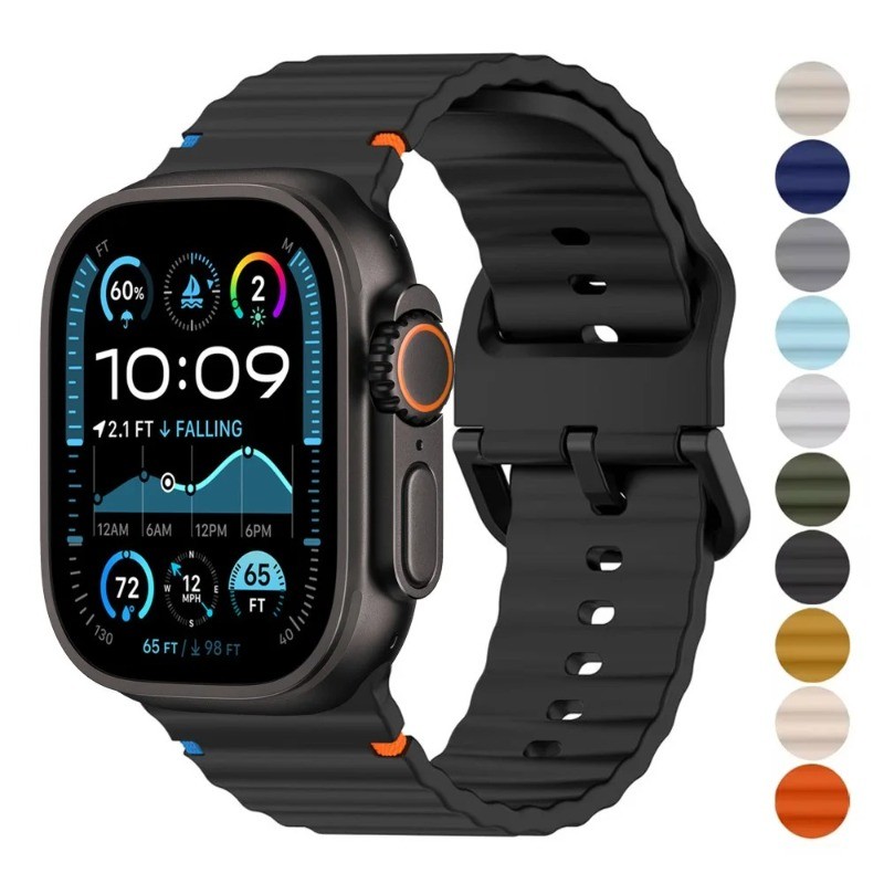 สายซิลิโคนสําหรับ AW watch band 44/40/45 มม.42 มม.49 มม.46 มม.38 มม.Correa สร้อยข้อมือสําหรับ iwatch Series 10 9 8 7 6 SE Ultra 2 band