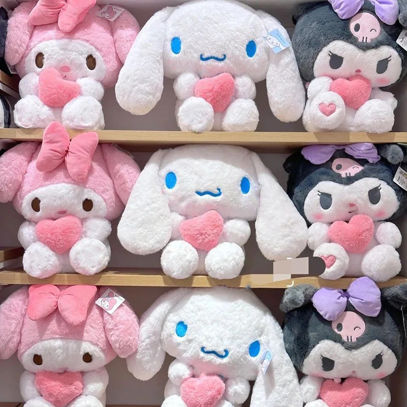 Sanrio Pink Love Heart Kuromi Melody Cinnamoroll หมอนของเล่นตุ๊กตาหญิงคู่ตุ๊กตาของเล่นตุ๊กตานุ่ม Love Melody ตุ๊กตาของเล่น
