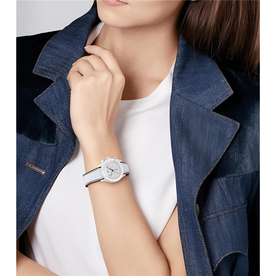 สายรัดยางซิลิโคนปลายโค้งสําหรับ Swatch X Omega joint MoonSwatch ผู้ชายผู้หญิงสแตนเลสพับหัวเข็มขัดสายนาฬิกาสร้อยข้อมือ 20 มม.