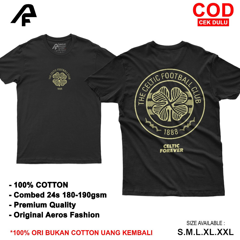 เสื้อยืด Celtic Club Celtic Football Club ผ้าฝ้ายพรีเมี่ยมหวี 24s เสื้อยืด Unisex