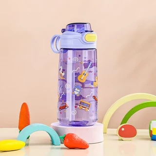 กระติกน้ำ ขนาด550ml ลายการ์ตูน สําหรับเด็กอนุบาล ถ้วยน้ำแบบพกพาน่ารัก พร้อมที่จับ แฟชั่น พร้อมหลอด
