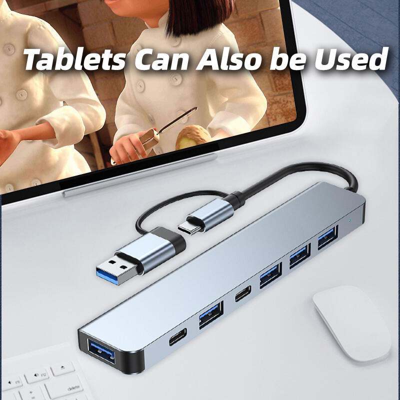 8 in 1 อะแดปเตอร์ฮับ USB+Type C HUB USB C เป็น USB 3.0 การ์ดรีดเดอร์ SD TF pd HUB 3.5 มม.สำหรับโทรศัพท์ม