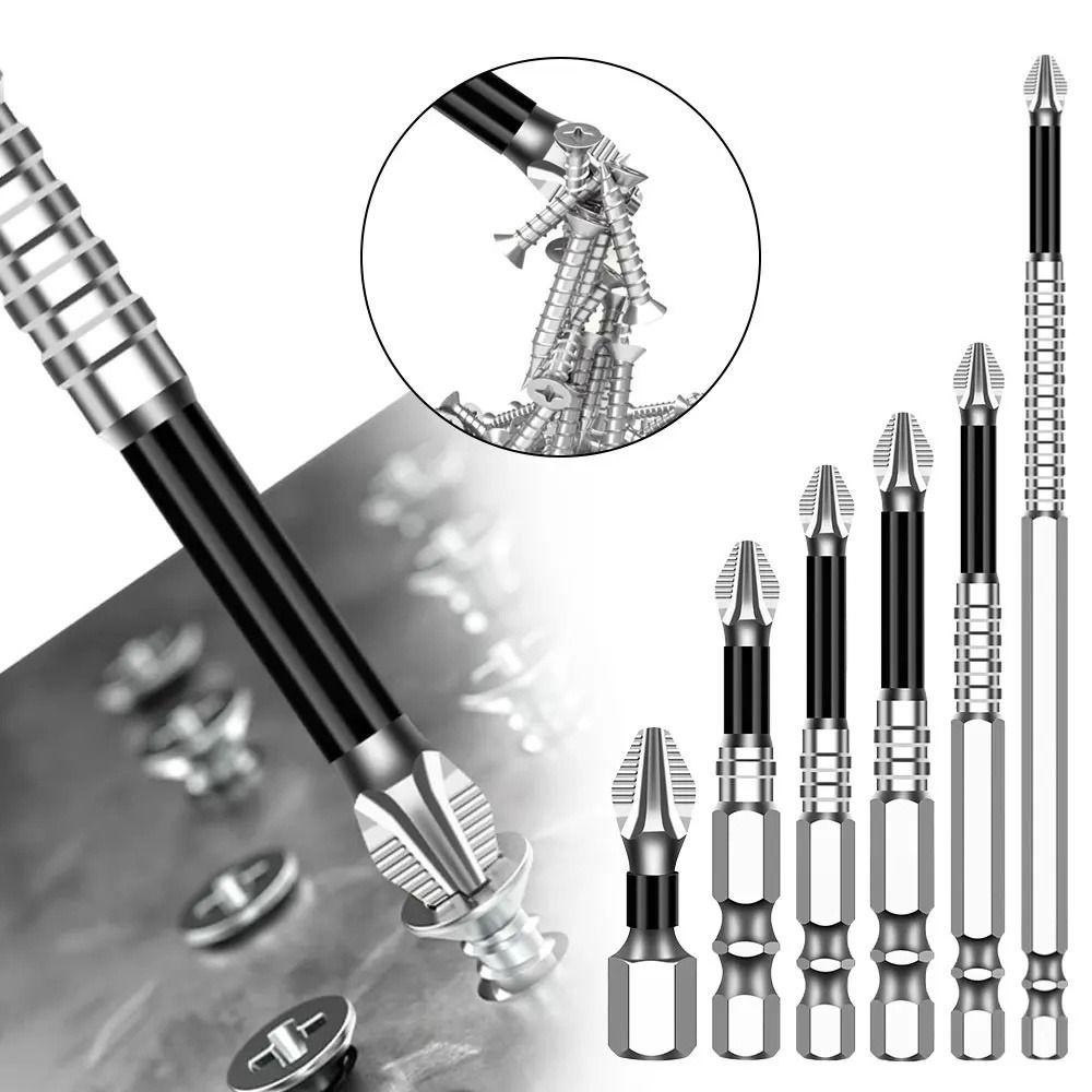 6ชิ้น Magnetic Batch Head, K5 ด้ายโลหะผสมเหล็ก Cross Bit, 25-150 มม.ความแข็งสูง Anti-Slip WaterProof PH2 ไขควง Bits ไขควงไฟฟ้า - รูปที่ 5