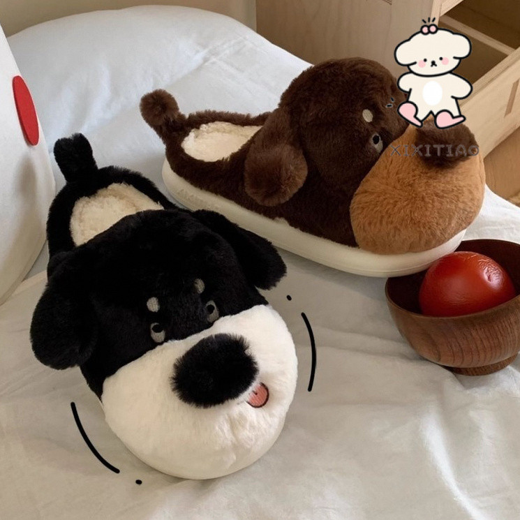 Xixtiao รองเท้าแตะผ้าฝ้ายสุนัขน่ารักชายหญิงสบาย Soft Sole Casual สนุกการ์ตูนบ้านห้องนอน Fun Furry
