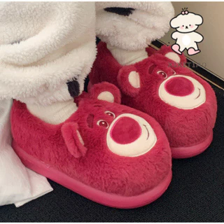 Xixitiao แถบบาง EVA Crayon Shin-Chan Dynamic Superman รองเท้าแตะผ้าฝ้ายผู้ชายผู้หญิงฤดูหนาวคู่น่ารักรองเท้าขนสัตว์ที่อบอุ่น