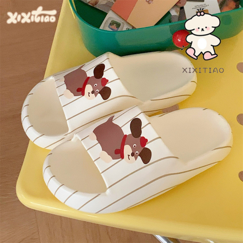 Xixtiao ฤดูร้อนคู่ EVA ในร่มสบาย Home Influencer การ์ตูนน่ารักลูกสุนัขรองเท้าแตะรองเท้าแตะห้องน้ํารองเท้าแตะผู้ชายผู้หญิง