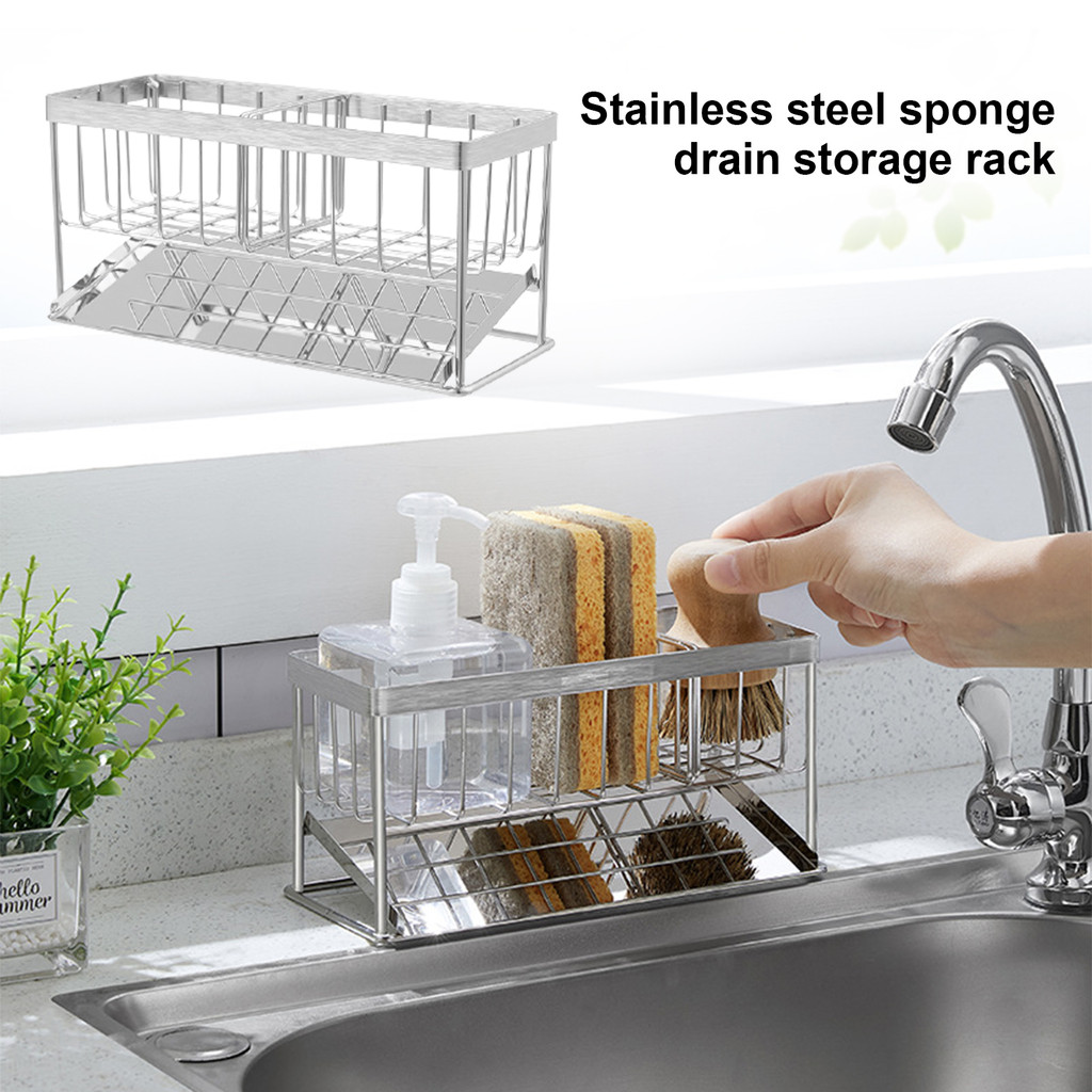 ถูกที่สุด Kitchen Sink Sponge Rack Kitchen Sink Sponge Rack Kitchen Sink Stainless Steel Kitchen Dra