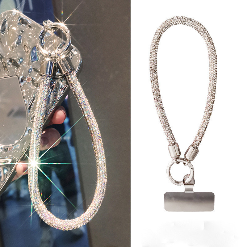 สายคล้องโทรศัพท์ คลิปโซ่ จี้สั้น หรูหรา หนา ประดับเพชร ทนทาน แฟชั่นสากล