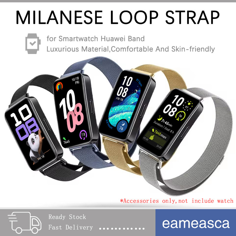 แหวนแม่เหล็กมิลาน for Huawei Band 10 9 8 อุปกรณ์เสริมแถบโลหะสแตนเลส for Smartwatch Huawei Band 8 9 NFC
